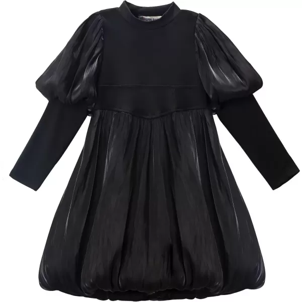 WELAKEN Puffy Sleeve Bowknot Dress for Girls Toddler ampamp Kids II Little Girls Spaghetti Strap Party DressesBlack puffy
