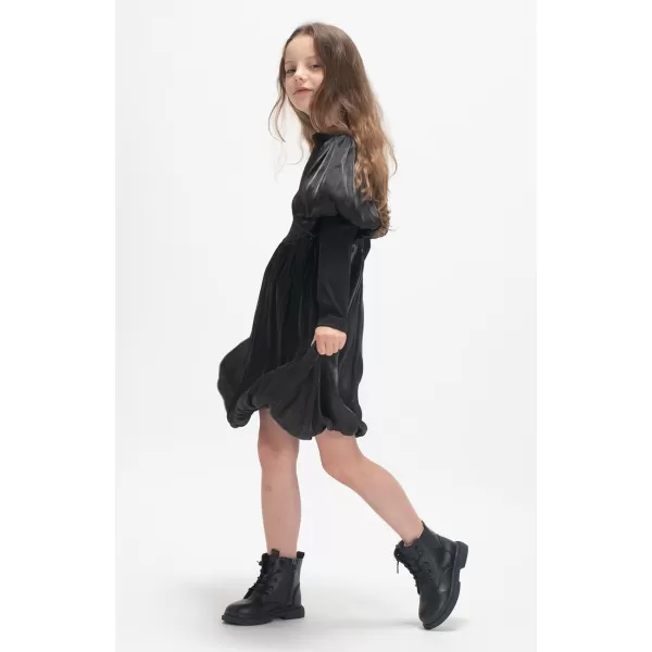 WELAKEN Puffy Sleeve Bowknot Dress for Girls Toddler ampamp Kids II Little Girls Spaghetti Strap Party DressesBlack puffy
