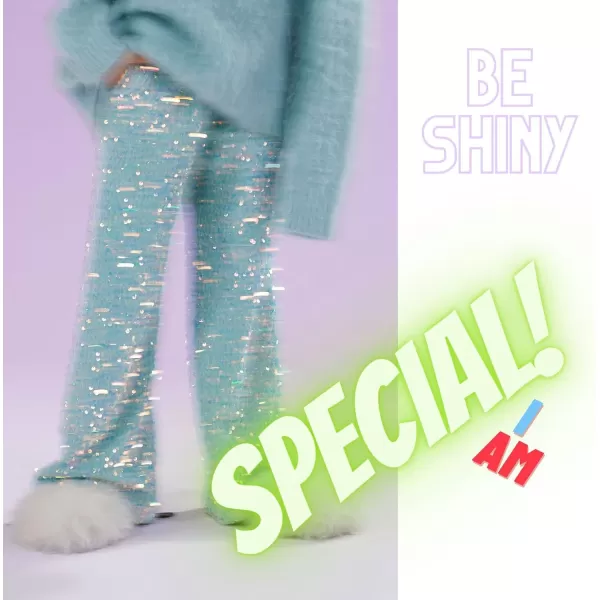 WELAKEN Sequin Casual Pants for Girls with Lining Kids ampamp Little Girls Sparkling Trousers Green