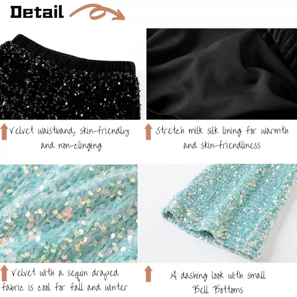 WELAKEN Sequin Casual Pants for Girls with Lining Kids ampamp Little Girls Sparkling TrousersBlack