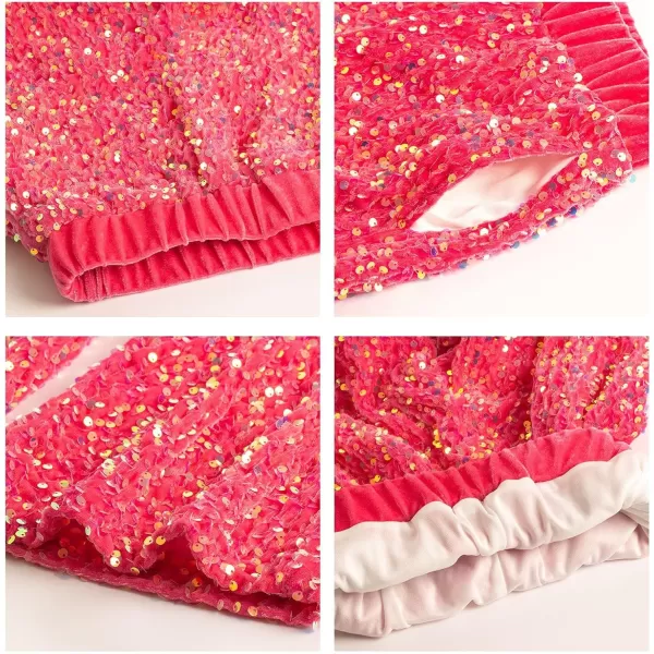 WELAKEN Sequin Casual Pants for Girls with Lining Kids ampamp Little Girls Sparkling TrousersCoral Pink