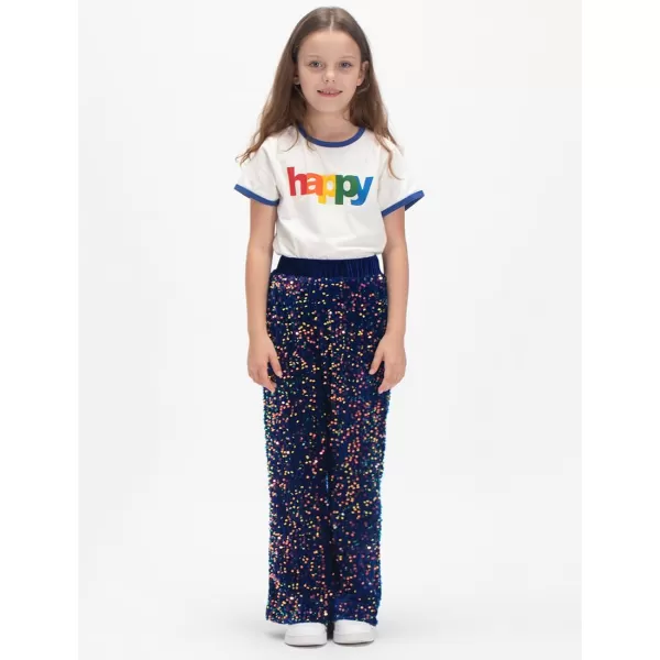 WELAKEN Sequin Casual Pants for Girls with Lining Kids ampamp Little Girls Sparkling TrousersNavy Blue