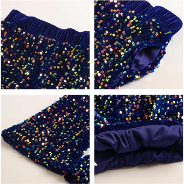 WELAKEN Sequin Casual Pants for Girls with Lining Kids ampamp Little Girls Sparkling TrousersNavy Blue