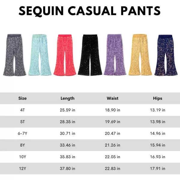 WELAKEN Sequin Casual Pants for Girls with Lining Kids ampamp Little Girls Sparkling TrousersNavy Blue
