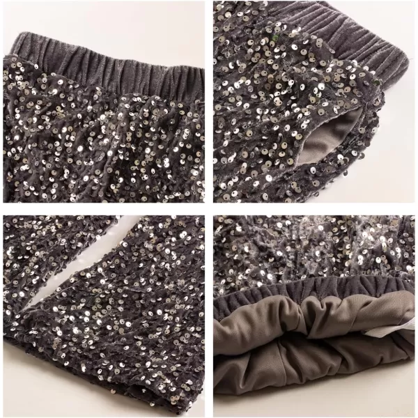 WELAKEN Sequin Casual Pants for Girls with Lining Kids ampamp Little Girls Sparkling TrousersSlate Gray