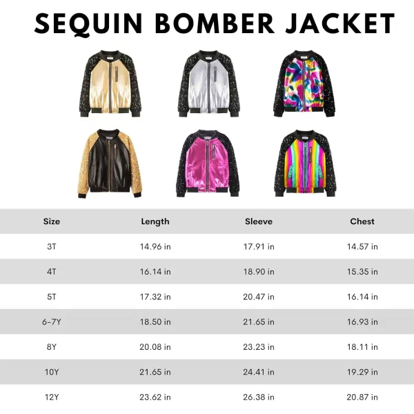 WELAKEN Sequin Jacket for Girls II Kid ampamp Toddler lightweight Flight Jacket Kids Bomber JacketBgold
