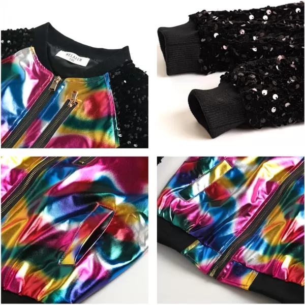 WELAKEN Sequin Jacket for Girls II Kid ampamp Toddler lightweight Flight Jacket Kids Bomber JacketBleopard