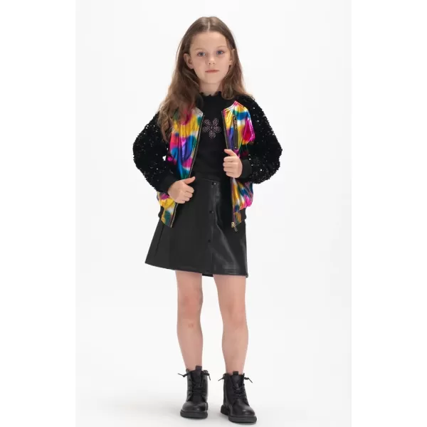 WELAKEN Sequin Jacket for Girls II Kid ampamp Toddler lightweight Flight Jacket Kids Bomber JacketBleopard