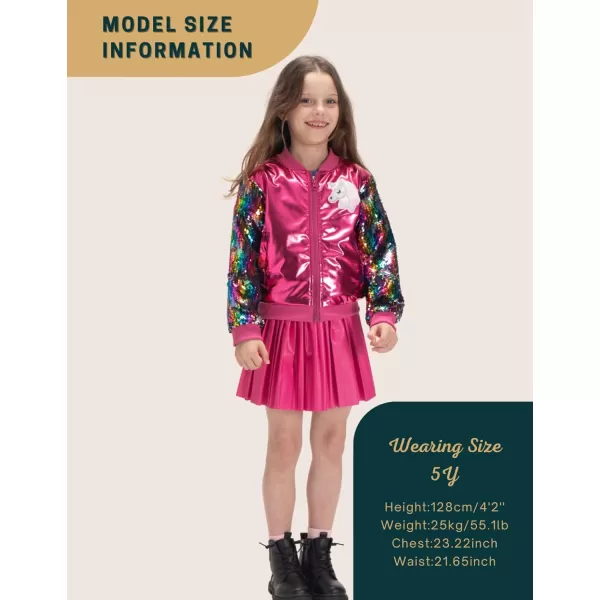 WELAKEN Sequin Jacket for Girls II Kid ampamp Toddler lightweight Flight Jacket Kids Bomber JacketFuchsia