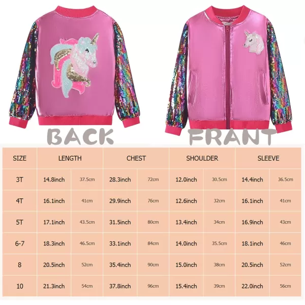 WELAKEN Sequin Jacket for Girls II Kid ampamp Toddler lightweight Flight Jacket Kids Bomber JacketFuchsia