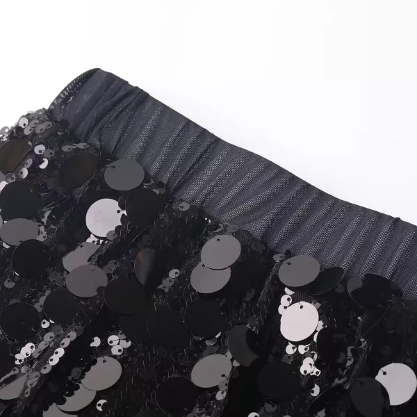 WELAKEN Sparkly Sequin Skirt for Girls Toddler ampamp Kids II Little Girls Elastic Waistband SkirtsAglitter black