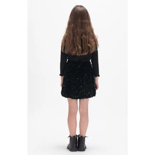 WELAKEN Sparkly Sequin Skirt for Girls Toddler ampamp Kids II Little Girls Elastic Waistband SkirtsBlack bubble
