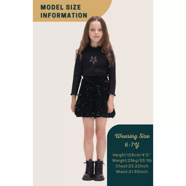 WELAKEN Sparkly Sequin Skirt for Girls Toddler ampamp Kids II Little Girls Elastic Waistband SkirtsBlack bubble