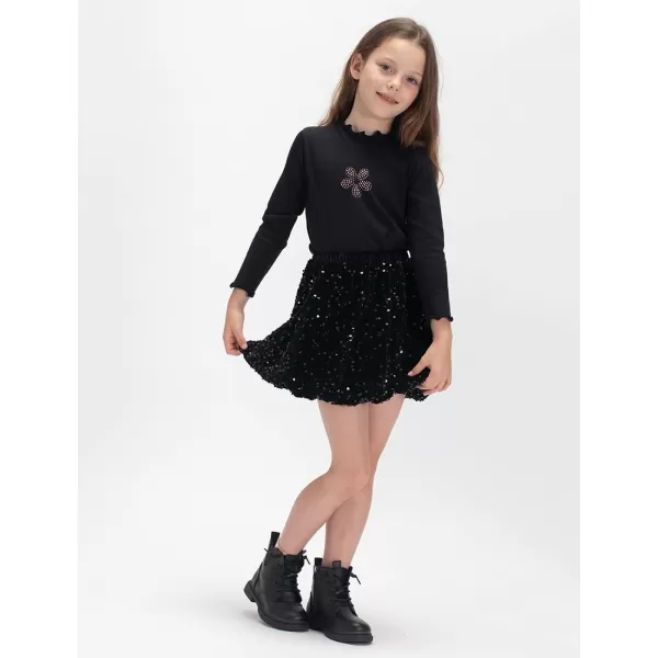 WELAKEN Sparkly Sequin Skirt for Girls Toddler ampamp Kids II Little Girls Elastic Waistband SkirtsBlack bubble