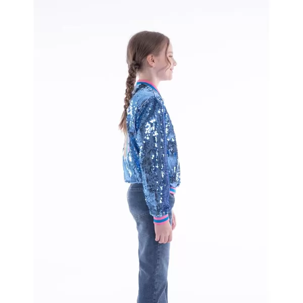 WELAKEN Unicorn Sequin Jacket for Girls Kids Toddler Sparkle Zipper Bomber Jacket with PocketsBlue unicorn