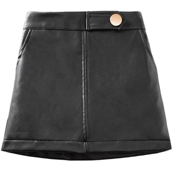 Girls and Toddlers Faux Leather Short SkirtsAll Season Basic SkirtsBlack