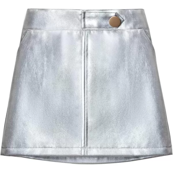 Girls and Toddlers Faux Leather Short SkirtsAll Season Basic SkirtsBright Silver