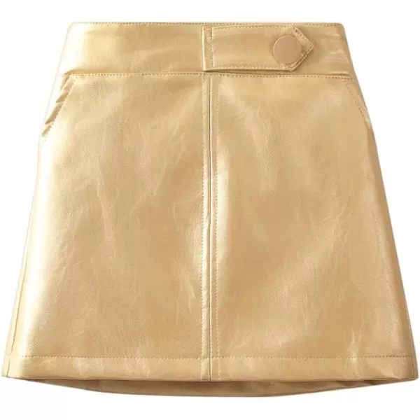 Girls and Toddlers Faux Leather Short SkirtsAll Season Basic SkirtsGold