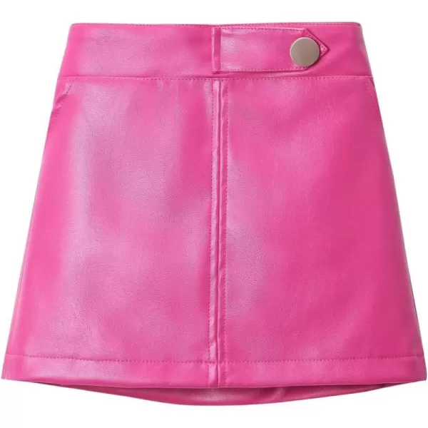 Girls and Toddlers Faux Leather Short SkirtsAll Season Basic SkirtsHot Pink