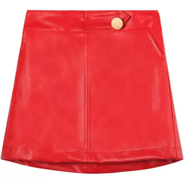 Girls and Toddlers Faux Leather Short SkirtsAll Season Basic SkirtsRed