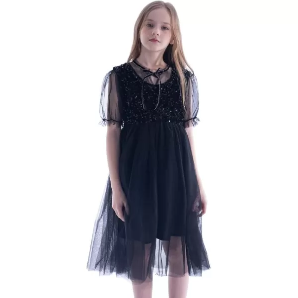 Sequin Tulle Party Dress for Girls Kids ampamp Teens Princess Pageant SundressBlack