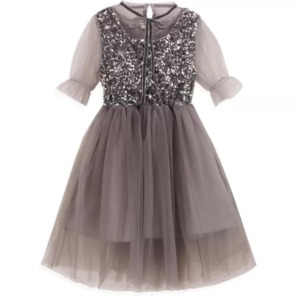 Sequin Tulle Party Dress for Girls Kids ampamp Teens Princess Pageant SundressGrey