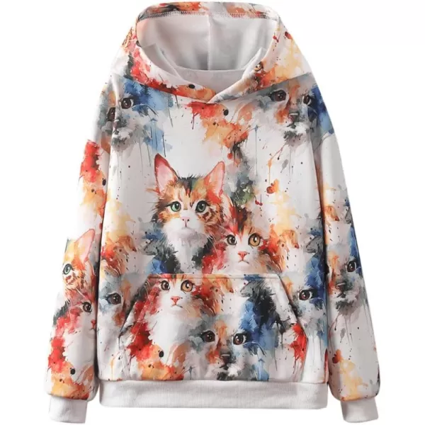WELAKEN Girls and Toddlers Pullover Printed Hoodie Sweatshirt with Kangaroo PocketCats tiedye