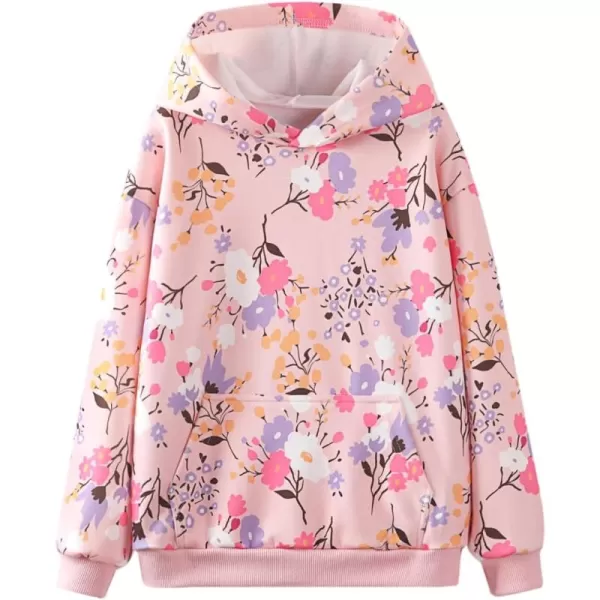WELAKEN Girls and Toddlers Pullover Printed Hoodie Sweatshirt with Kangaroo PocketFloral