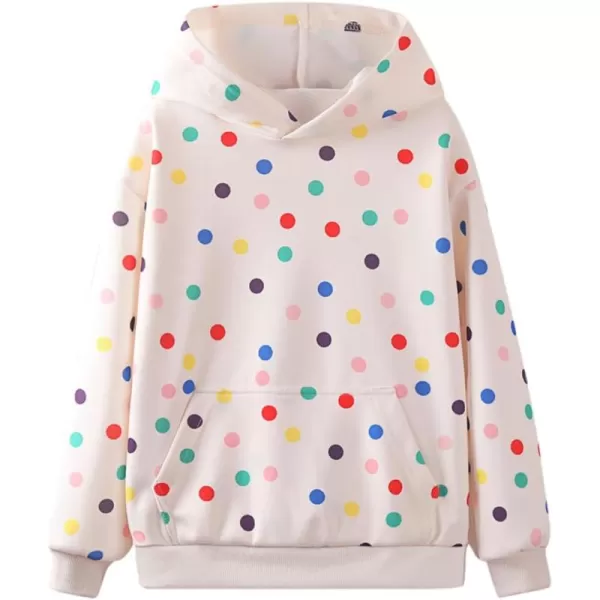 WELAKEN Girls and Toddlers Pullover Printed Hoodie Sweatshirt with Kangaroo PocketPolka Dot