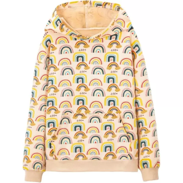 WELAKEN Girls and Toddlers Pullover Printed Hoodie Sweatshirt with Kangaroo PocketRainbow