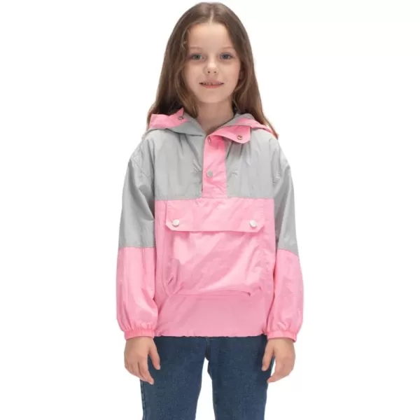 WELAKEN Lightweight Jacket for Girls Kids ampamp Toddler II Girls Print WaterResistant JacketPeach grey