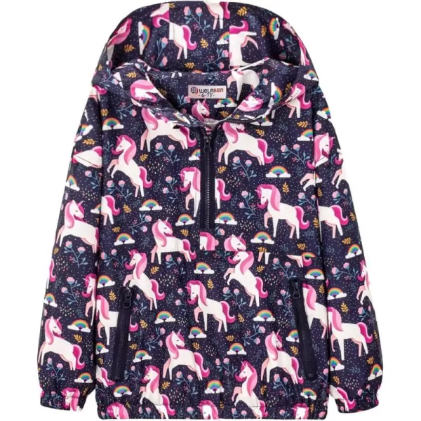 WELAKEN Lightweight Jacket for Girls Kids ampamp Toddler II Girls Print WaterResistant JacketPullover unicorn