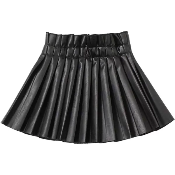 WELAKEN Pu Leather Skirts for Girls Kids ampamp Teen ampamp Toddler ampamp Women Faux Leather Pleated SkirtsBlack