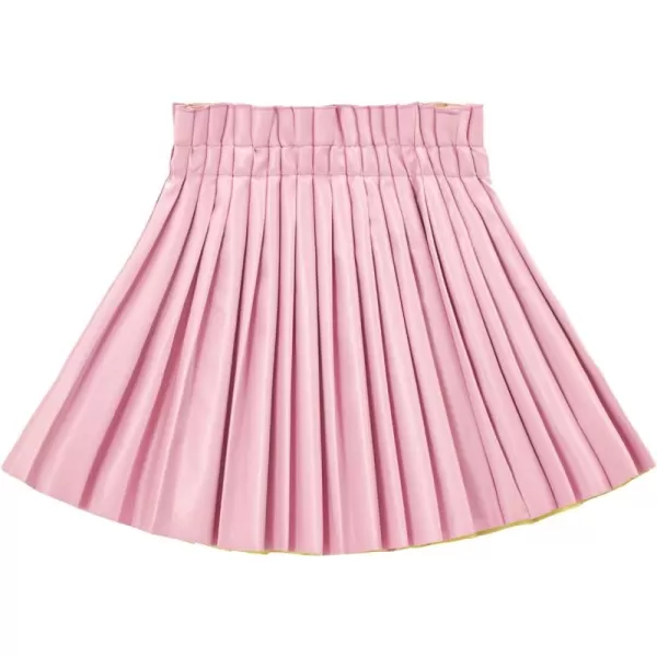WELAKEN Pu Leather Skirts for Girls Kids ampamp Teen ampamp Toddler ampamp Women Faux Leather Pleated SkirtsCrystal Rose