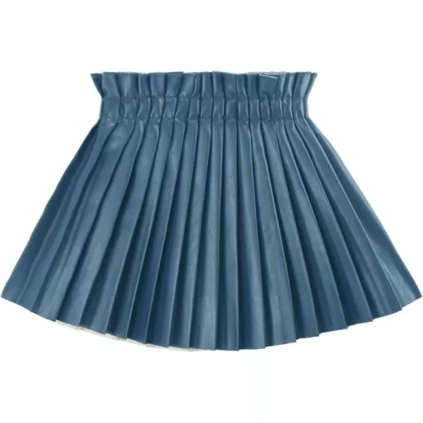 WELAKEN Pu Leather Skirts for Girls Kids ampamp Teen ampamp Toddler ampamp Women Faux Leather Pleated SkirtsDark Blue