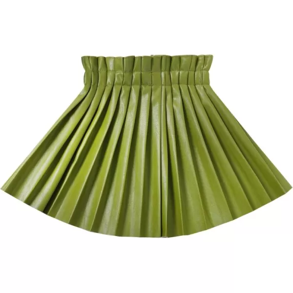 WELAKEN Pu Leather Skirts for Girls Kids ampamp Teen ampamp Toddler ampamp Women Faux Leather Pleated SkirtsGreen