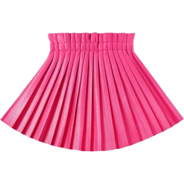 WELAKEN Pu Leather Skirts for Girls Kids ampamp Teen ampamp Toddler ampamp Women Faux Leather Pleated SkirtsHot Pink