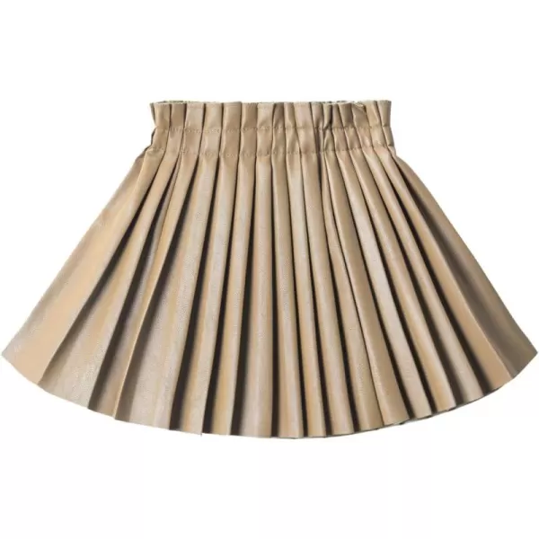 WELAKEN Pu Leather Skirts for Girls Kids ampamp Teen ampamp Toddler ampamp Women Faux Leather Pleated SkirtsKhaki
