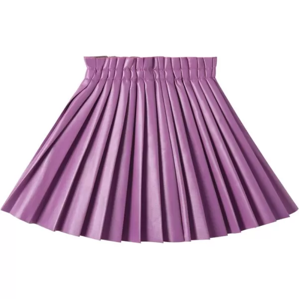 WELAKEN Pu Leather Skirts for Girls Kids ampamp Teen ampamp Toddler ampamp Women Faux Leather Pleated SkirtsLilac