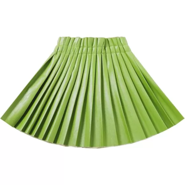 WELAKEN Pu Leather Skirts for Girls Kids ampamp Teen ampamp Toddler ampamp Women Faux Leather Pleated SkirtsLime Green