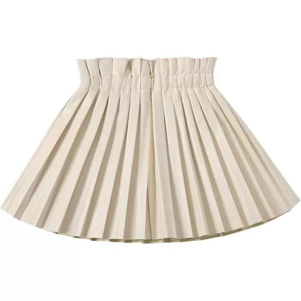 WELAKEN Pu Leather Skirts for Girls Kids ampamp Teen ampamp Toddler ampamp Women Faux Leather Pleated SkirtsOffwhite