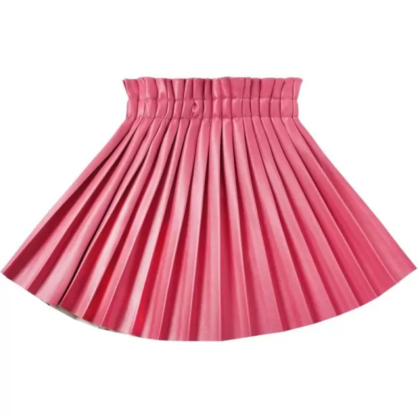 WELAKEN Pu Leather Skirts for Girls Kids ampamp Teen ampamp Toddler ampamp Women Faux Leather Pleated SkirtsPeach