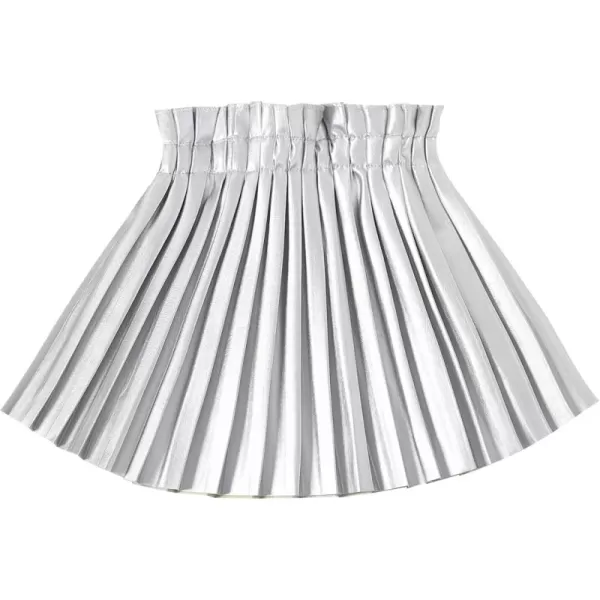 WELAKEN Pu Leather Skirts for Girls Kids ampamp Teen ampamp Toddler ampamp Women Faux Leather Pleated SkirtsSilver