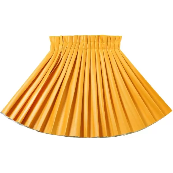 WELAKEN Pu Leather Skirts for Girls Kids ampamp Teen ampamp Toddler ampamp Women Faux Leather Pleated SkirtsYellow
