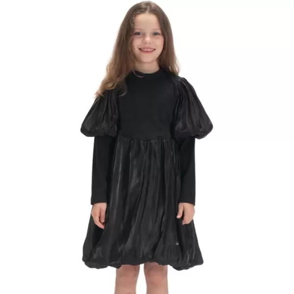 WELAKEN Puffy Sleeve Bowknot Dress for Girls Toddler ampamp Kids II Little Girls Spaghetti Strap Party DressesBlack puffy