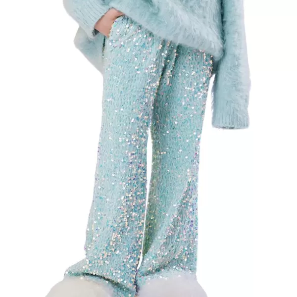 WELAKEN Sequin Casual Pants for Girls with Lining Kids ampamp Little Girls Sparkling Trousers Green