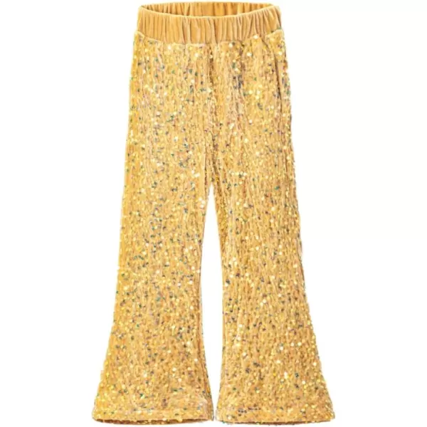 WELAKEN Sequin Casual Pants for Girls with Lining Kids ampamp Little Girls Sparkling TrousersGold
