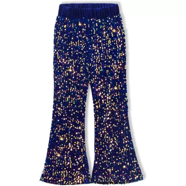 WELAKEN Sequin Casual Pants for Girls with Lining Kids ampamp Little Girls Sparkling TrousersNavy Blue