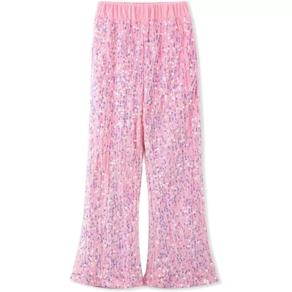 WELAKEN Sequin Casual Pants for Girls with Lining Kids ampamp Little Girls Sparkling TrousersPink