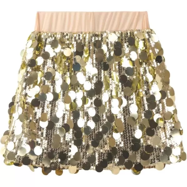 WELAKEN Sparkly Sequin Skirt for Girls Toddler ampamp Kids II Little Girls Elastic Waistband SkirtsAglitter gold